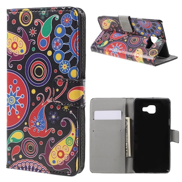 Moberg Læder-etui med kortholder og stander til Samsung Galaxy A5 SM-A510F (2016) - Sjalsmønster Multicolor