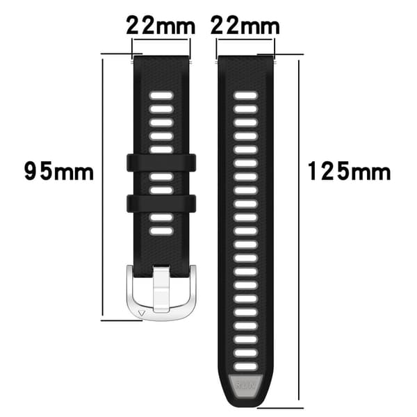 22 mm universal dobbeltfarvet silikonerem med tværstribe - Sort / Lime Yellow