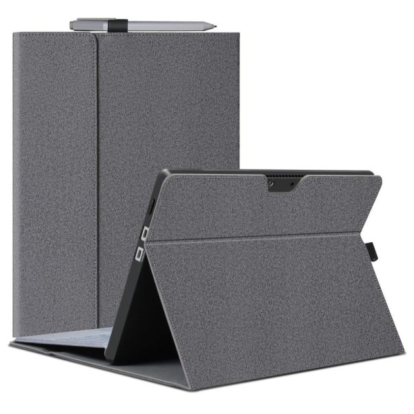 Microsoft Surface Pro / Pro 2 hybrid läderfodral Silvergrå