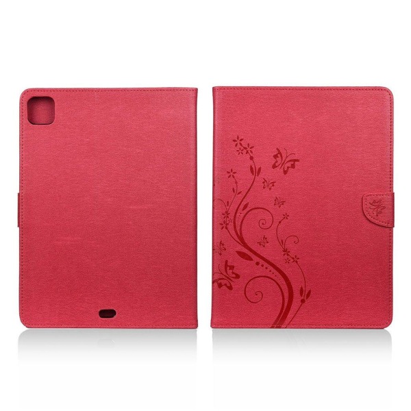 iPad Pro 11 inch (2020) sommerfugl aftryk læder flip etui - rød Red