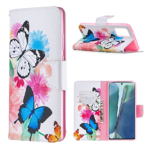 Wonderland Samsung Galaxy Note 20 Flip Etui - Sommerfugl Multicolor