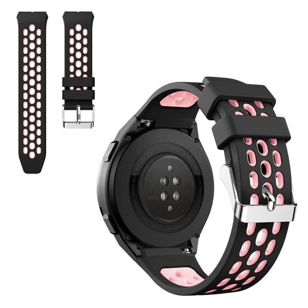 Huawei Watch GT 2e dual tone silikoneurrem - Sort / Lyserød Pink