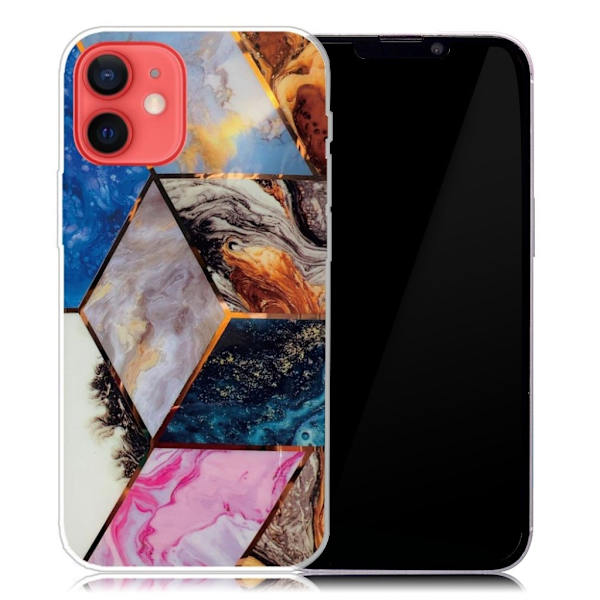 Marble iPhone 13 Mini Suojakotelo - Vibrant Marble Diamond Multicolor
