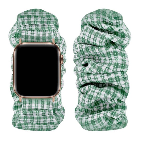 Apple Watch 40mm elastisk hårbåndsurrem - Grøn Plaid / Størrelse: L Green