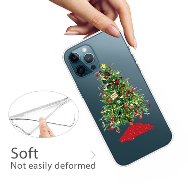 iPhone 14 Pro Funny Christmas Pattern Design Phone Case Soft Flexible Slim stødsikkert Anti-Fingerprint Cover - Juletræ Med Gaver Green