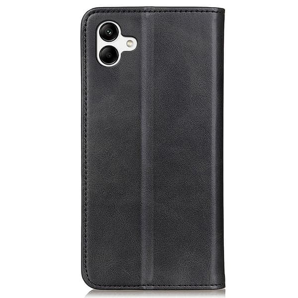 Lompakko-style Aitoa Nahkaa Läppäkotelo For Samsung Galaxy A04e - Musta Black
