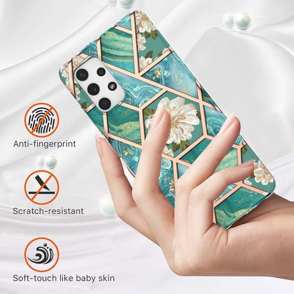 Marble design Samsung Galaxy A32 cover - Grøn Marmor / Blomst Green