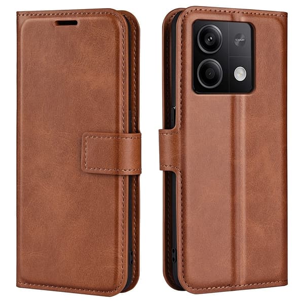 Læretui med Lommebok til Xiaomi Redmi Note 13 - Lysebrun Brown