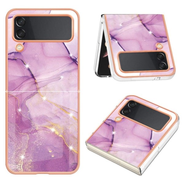 Marble Samsung Galaxy Z Flip4 Etui - Lilla / Lyserød Marmor Pink