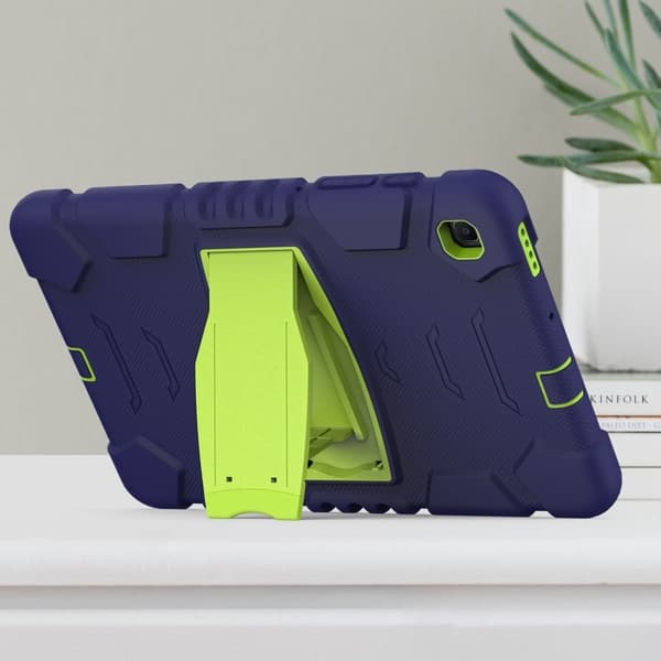 Samsung Galaxy Tab S6 Lite silikondeksel med kickstand - Marineblå / Lime Blue