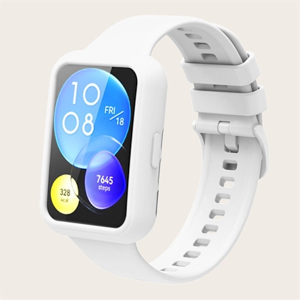 Huawei Watch Fit 2 klockarmband i silikon med fodral - Vit Vit