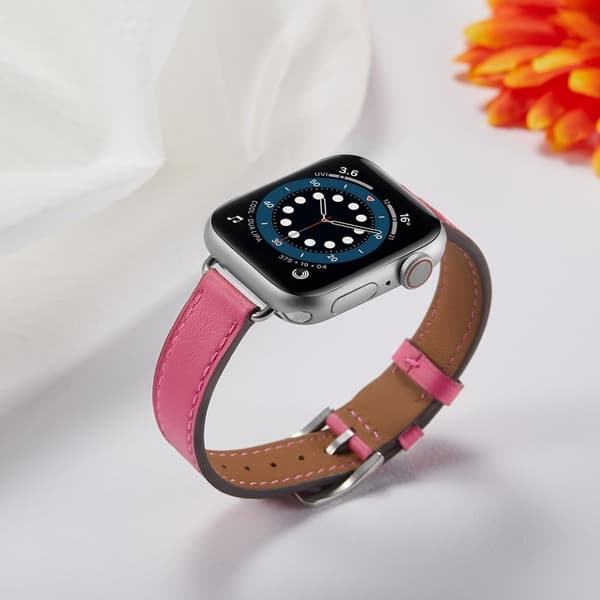 Apple Watch 42mm - 44mm enkel læderurrem - Rose Pink