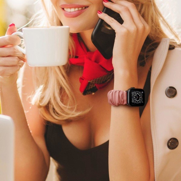 Apple Watch Series 6 / 5 40mm elastisk hårbånd stil urrem - Sort Pink