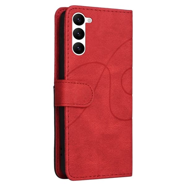 Teksturert læretui med stropp for Samsung Galaxy S23 Plus - Rød Red