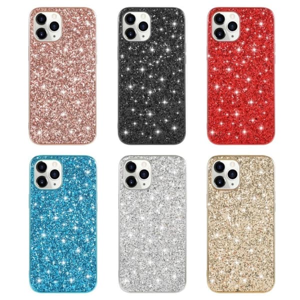 Glitter iPhone 12 / 12 Pro Etui - Blå Blue