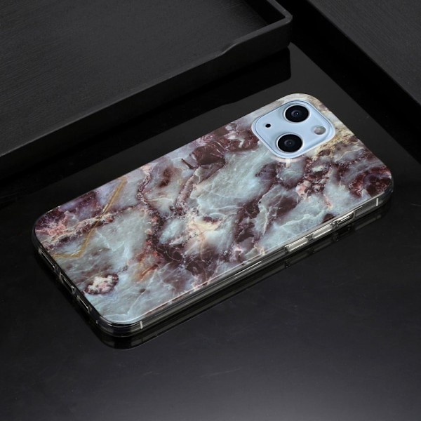 Marble design iPhone 14 Plus cover - Grå Marmor Silver grey