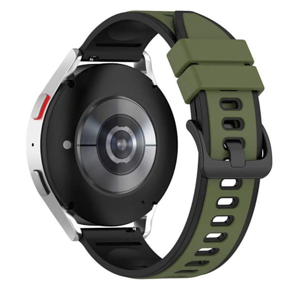 22 mm universellt dubbelfärgat klockarmband i silikon - Militärgrön / Svart Grön