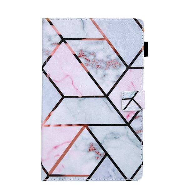 Amazon Fire Hd 10 (2019) Unique Mønster Lær Flippetui - Geometrisk Splicing Silver grey