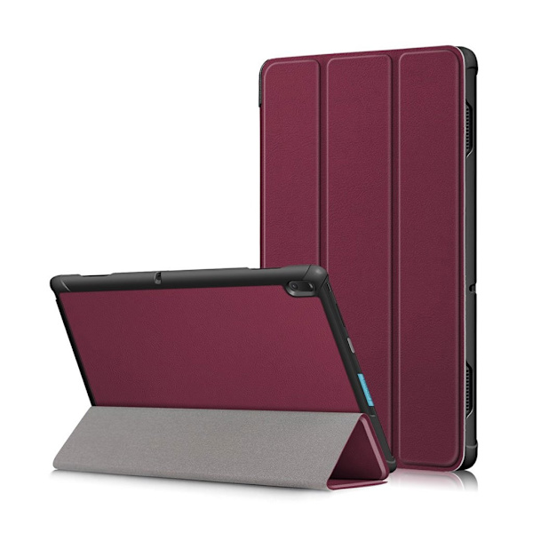 Lenovo Tab E10 stødabsorberende læder flip etui - Vinrød Red
