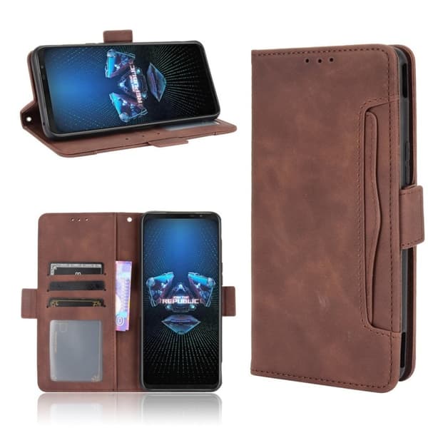 Modern-styled Lær Lommebok Etui til ASUS ROG Phone 5 - Brun Brown
