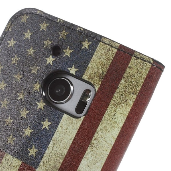 Moberg flip-etui i læder til HTC 10 - Retro amerikansk flag Multicolor