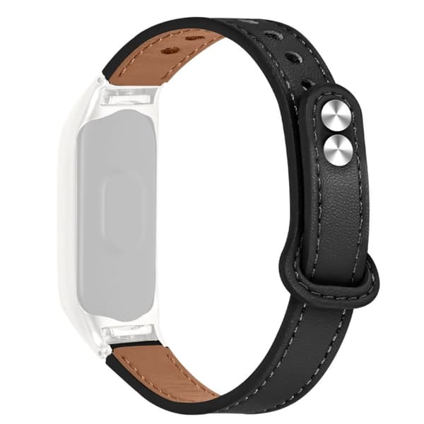 Xiaomi Mi Smart Band 6 / 5 urrem i okselæder med sort cover - Sort Black