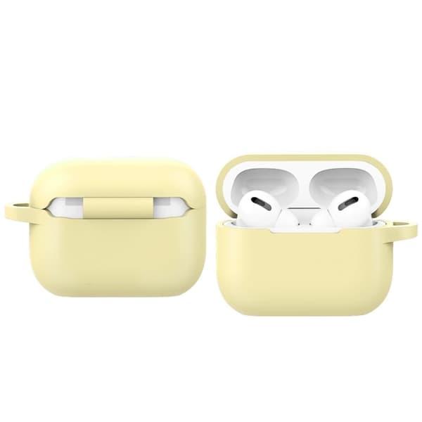 AirPods Pro 2 silikonetui med spenne - Kremfarge Yellow