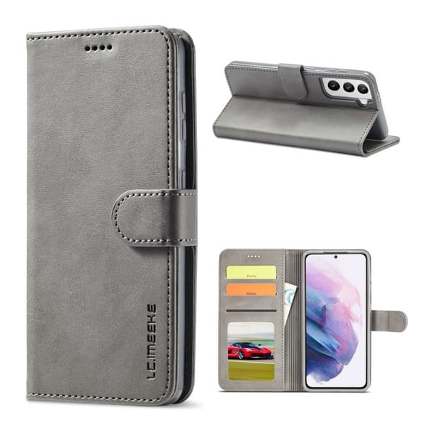 LC.Imeeke Samsung Galaxy S21 Flip Case - Harmaa Silver grey