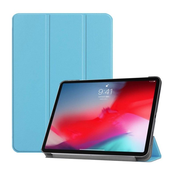 iPad Pro 11 inch (2018) kolmio taivutettava ohut synteetti nahkainen tabletti suojakuori - Vaalean Sininen Blue