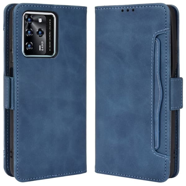 Modernt ZTE Blade V30 fodral med plånbok - Blå Blå