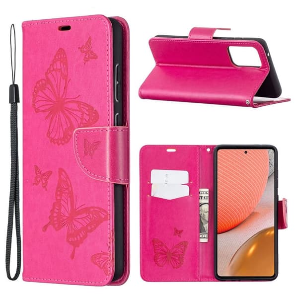 Butterfly Samsung Galaxy A72 5G Flippetui - Rose Pink