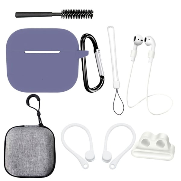 AirPods 3 silikondeksel med tilbehørssett - Lilla Purple