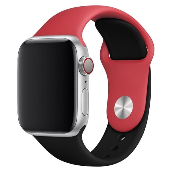 Apple Watch Series 4 44mm kontrastivärit silikonikellonauha - Punainen / Musta Multicolor