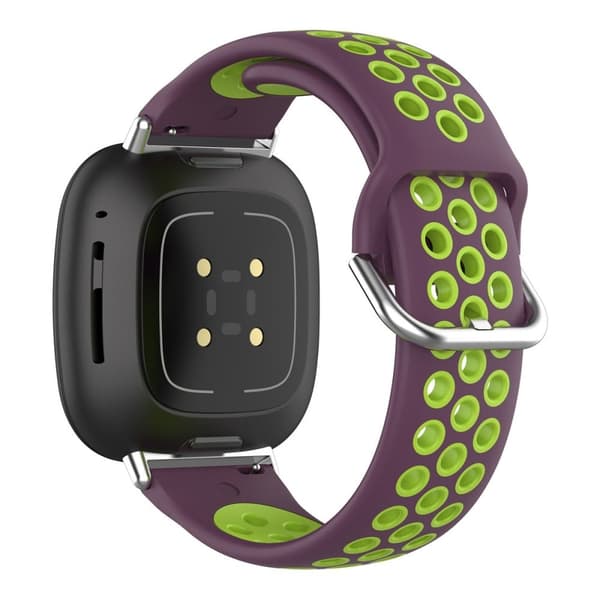 Fitbit Sense 2 / Versa 4 tofarvet silikone-urrem - Lilla / Lime Green
