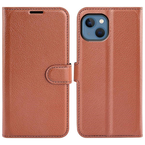 Klassisk iPhone 14 flip etui - Brun Brown