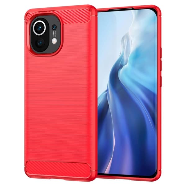 Carbon Flex Etui Xiaomi Mi 11 - Rød Red