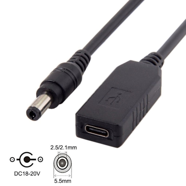 Universell USB-strömkabel av typ C Svart