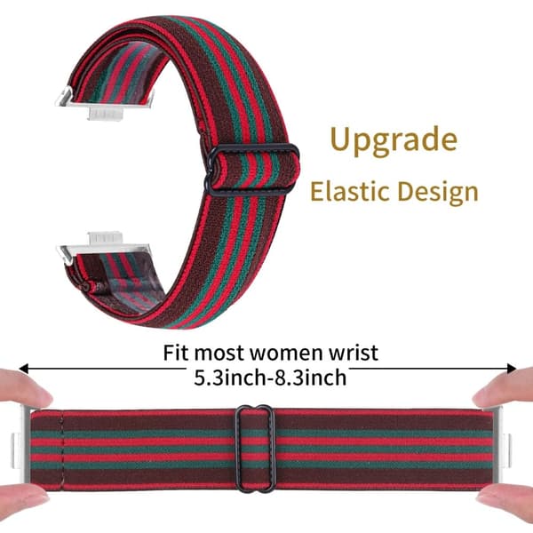 Huawei Watch Fit 3 Nylon Watch Strap Pattern Print Adjustable Elastic Wrist Band - 6# Red