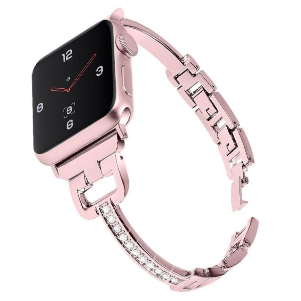 Apple Watch Series 5 44mm rhombus bling ruostumattomasta teräksestä valmistettu ranneke - Pinkki Pink