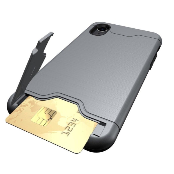 iPhone 9 Kortti Paikalla Varustettu Harjattu Pintainen Muovi Tak Silver grey