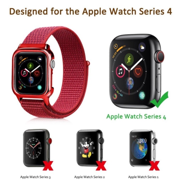 Apple Watch Series 4 44 mm klockarmband i slitstark nylon - Röd Röd