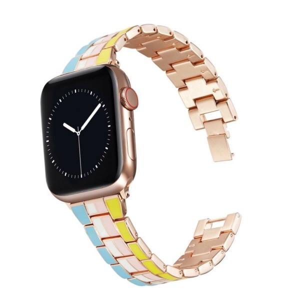 Apple Watch 42mm - 44mm regnbågsfärgad aluminiumlegering epoxi klockarmband - Gul / Rosa / Grön multifärg