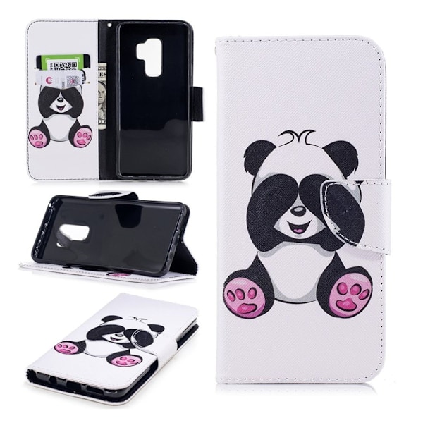 Samsung Galaxy S9 Plus Printet Mønster PU læder flip etui - sød Panda Multicolor