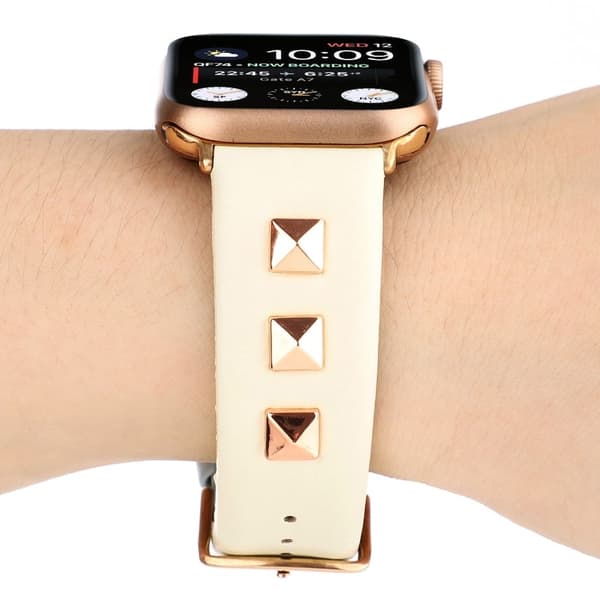 Apple Watch Series 8 (41mm) rem i ægte læder - Beige / Beige White