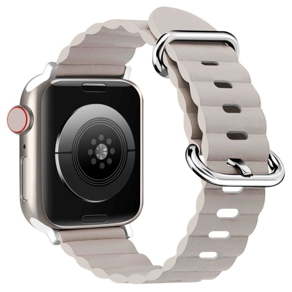 Apple Watch Series 8 (45mm) / Watch Ultra urrem i ægte læder - S Silver grey