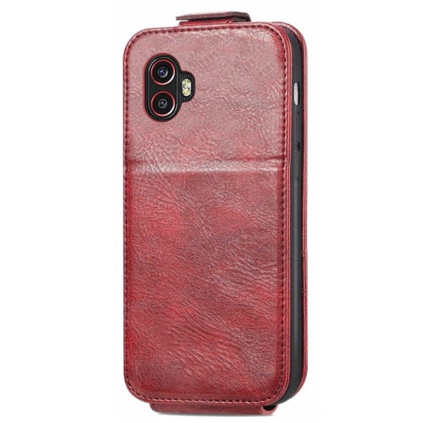 Vertical Flip Phone Etui med Zipper til Samsung Galaxy Xcover 6 Red
