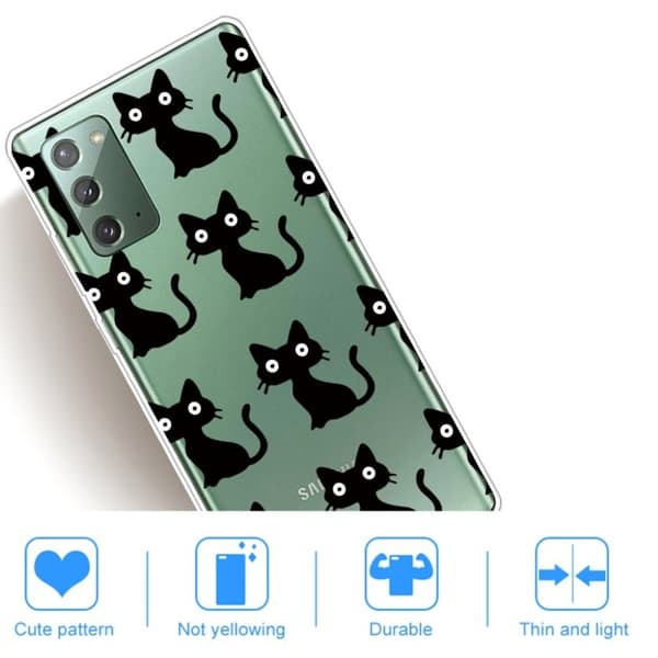 Deco Samsung Galaxy Note 20 kotelot - Musta Kissa Black