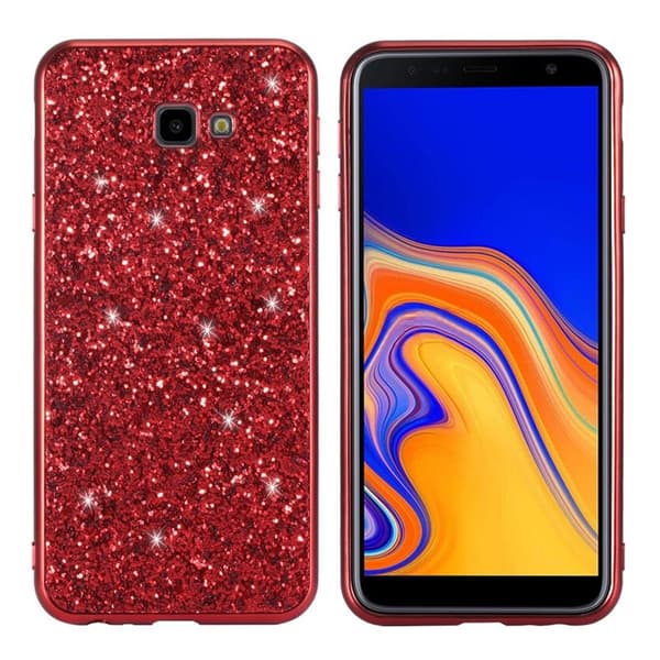 Glitter Samsung Galaxy J4 Plus (2018) deksel - Rød Red