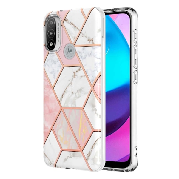 Marble Motorola Moto E30 / E20 / E40 Etui - Rosa / Hvit Pink