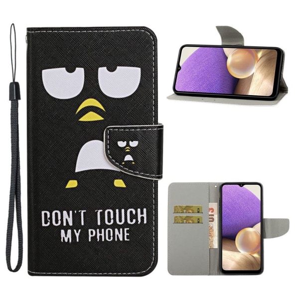 Wonderland Samsung Galaxy A32 Läppäkotelo - Don't Touch My Phone Black